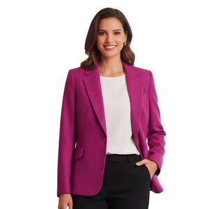Talbots 1 Button Wool Blend Fuscia Classic Career Blazer Size 12